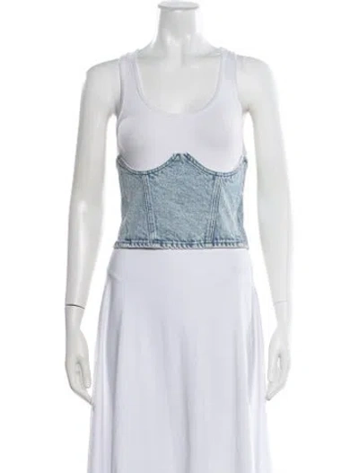 Pre-owned Grlfrnd Crew Neck Sleeveless Crop Top In Blue