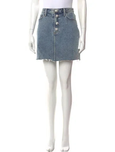 Pre-owned Grlfrnd Crystal Embellishments Mini Skirt In Blue