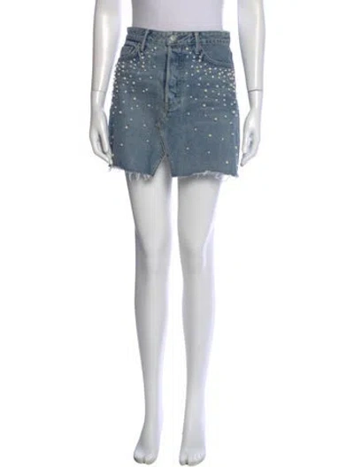 Pre-owned Grlfrnd Crystal Embellishments Mini Skirt In Blue