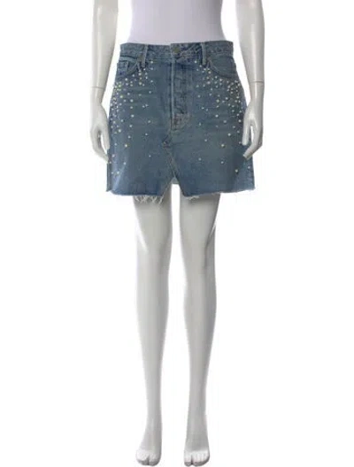 Pre-owned Grlfrnd Crystal Embellishments Mini Skirt In Blue