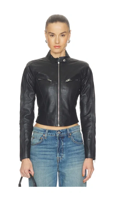 Grlfrnd Danica Leather Racer Jacket In Black