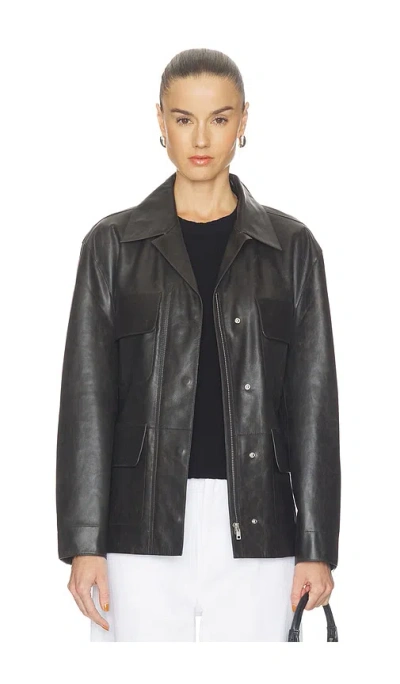 Grlfrnd Dara Leather Jacket In Dark Brown