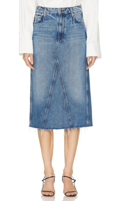 Grlfrnd Darcy Mid Rise Column Midi Skirt In Blue