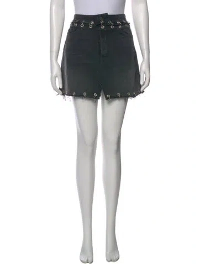 Pre-owned Grlfrnd Distressed Accents Mini Skirt In Black