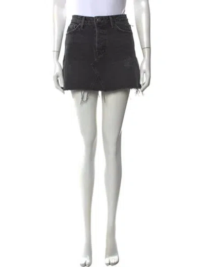 Pre-owned Grlfrnd Distressed Accents Mini Skirt In Black