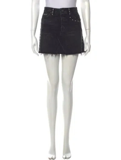 Pre-owned Grlfrnd Distressed Accents Mini Skirt In Black