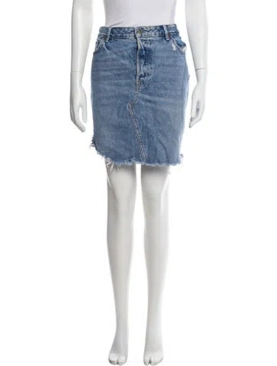 Pre-owned Grlfrnd Distressed Accents Mini Skirt In Blue
