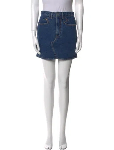 Pre-owned Grlfrnd Distressed Accents Mini Skirt In Blue