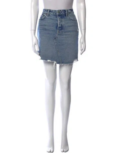 Pre-owned Grlfrnd Distressed Accents Mini Skirt In Blue