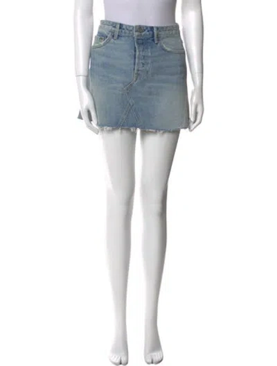 Pre-owned Grlfrnd Distressed Accents Mini Skirt In Blue