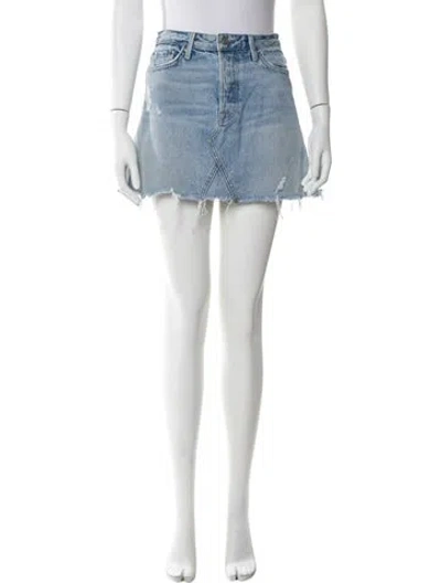 Pre-owned Grlfrnd Distressed Accents Mini Skirt In Blue