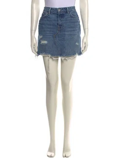 Pre-owned Grlfrnd Distressed Accents Mini Skirt In Blue