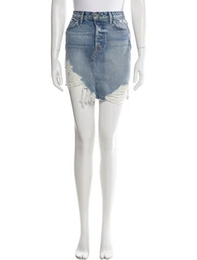 Pre-owned Grlfrnd Distressed Accents Mini Skirt In Blue