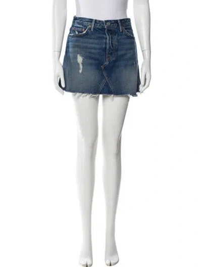 Pre-owned Grlfrnd Distressed Accents Mini Skirt In Blue