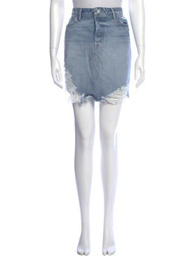 Pre-owned Grlfrnd Distressed Accents Mini Skirt In Blue