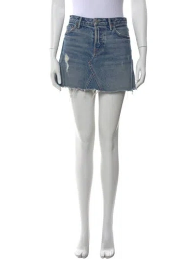 Pre-owned Grlfrnd Distressed Accents Mini Skirt In Blue