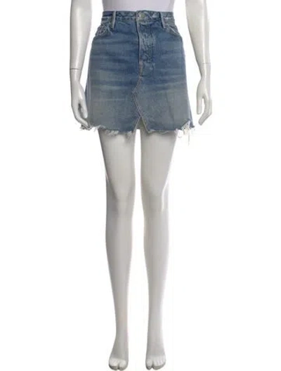 Pre-owned Grlfrnd Distressed Accents Mini Skirt In Blue