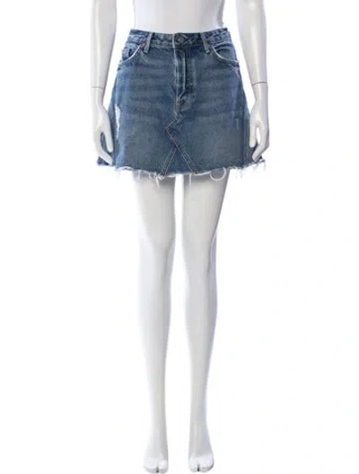 Pre-owned Grlfrnd Distressed Accents Mini Skirt In Blue