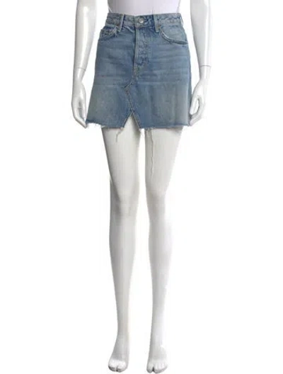 Pre-owned Grlfrnd Distressed Accents Mini Skirt In Blue