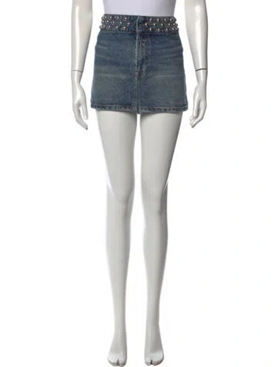 Pre-owned Grlfrnd Distressed Accents Mini Skirt In Blue