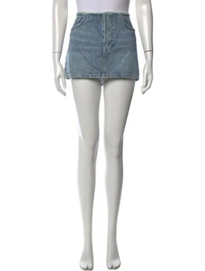 Pre-owned Grlfrnd Distressed Accents Mini Skirt In Blue