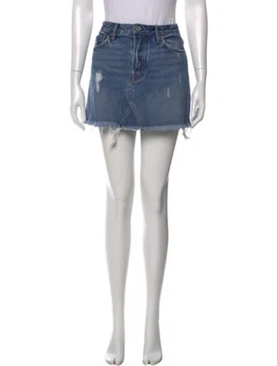 Pre-owned Grlfrnd Distressed Accents Mini Skirt In Blue