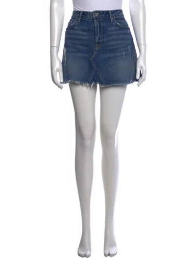 Pre-owned Grlfrnd Distressed Accents Mini Skirt In Blue