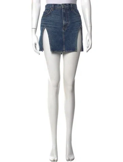 Pre-owned Grlfrnd Distressed Accents Mini Skirt In Blue
