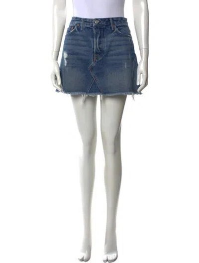 Pre-owned Grlfrnd Distressed Accents Mini Skirt In Blue