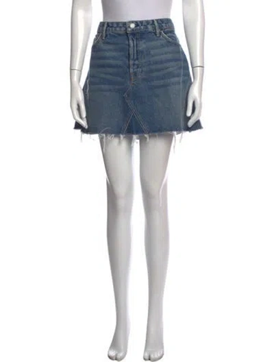 Pre-owned Grlfrnd Distressed Accents Mini Skirt In Blue
