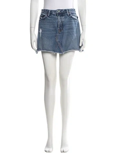 Pre-owned Grlfrnd Distressed Accents Mini Skirt In Blue