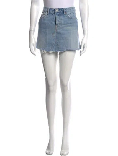 Pre-owned Grlfrnd Distressed Accents Mini Skirt In Blue
