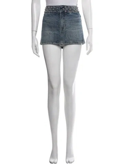 Pre-owned Grlfrnd Distressed Accents Mini Skirt In Blue