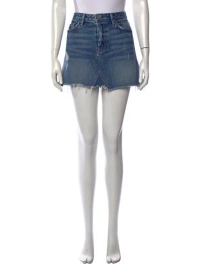 Pre-owned Grlfrnd Distressed Accents Mini Skirt In Blue