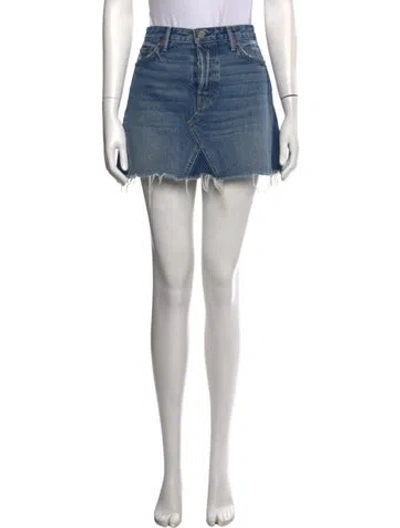 Pre-owned Grlfrnd Distressed Accents Mini Skirt In Blue