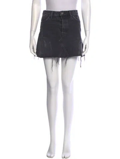 Pre-owned Grlfrnd Distressed Accents Mini Skirt In Gray
