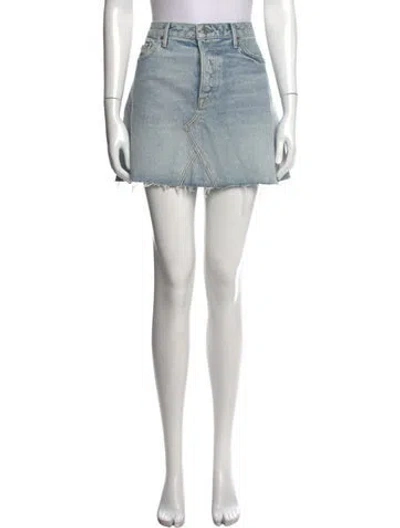 Pre-owned Grlfrnd Distressed Accents Mini Skirt W/ Tags In Blue