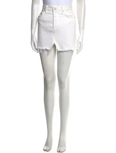 Pre-owned Grlfrnd Distressed Accents Mini Skirt In White