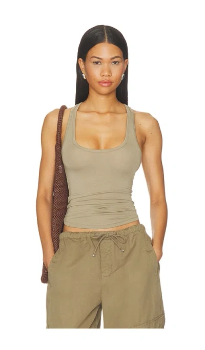 Grlfrnd Essential Racerback Tank In Light Olive