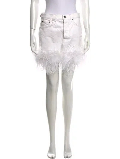 Pre-owned Grlfrnd Fur Trim Mini Skirt In White