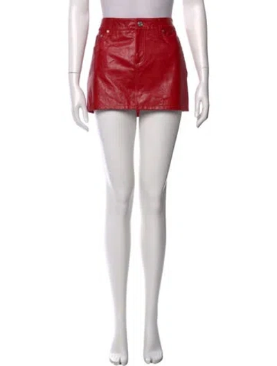 Pre-owned Grlfrnd Goat Leather Mini Skirt In Pink