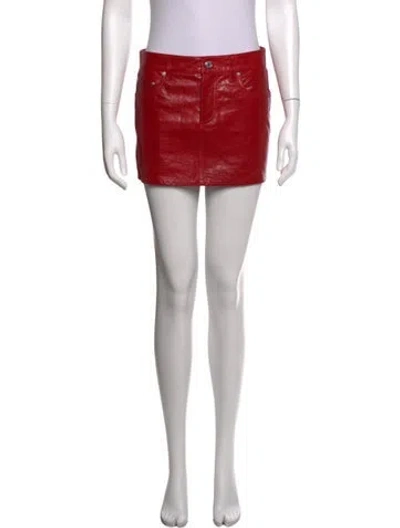 Pre-owned Grlfrnd Goat Leather Mini Skirt W/ Tags In Pink