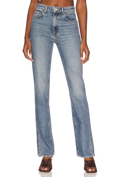 Grlfrnd Harlow High Rise Slim Boot Jean With Slit In Divisadero In Blue