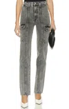 Grlfrnd Harper Slim Cargo Jeans In Jones In Gray