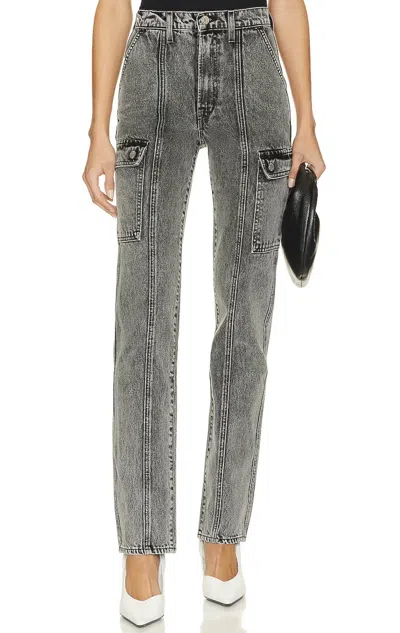 Grlfrnd Harper Slim Cargo Jeans In Jones In Gray