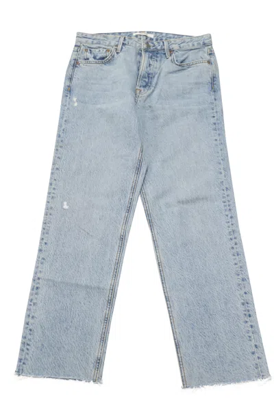 Grlfrnd Helena Frayed High Rise Jeans In Blue Denim