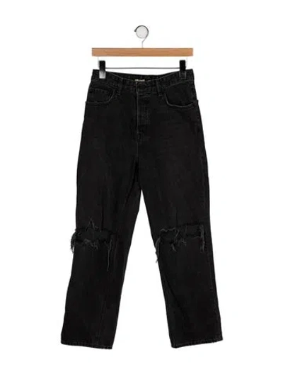 Pre-owned Grlfrnd High-rise Straight Leg Jeans In Black