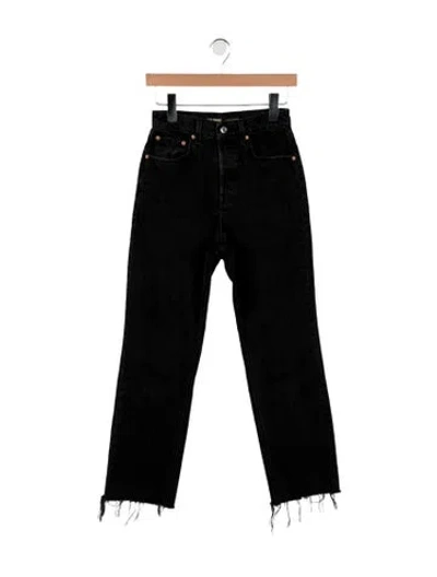Pre-owned Grlfrnd High-rise Straight Leg Jeans In Black