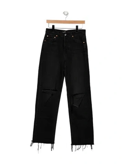 Pre-owned Grlfrnd High-rise Straight Leg Jeans In Black