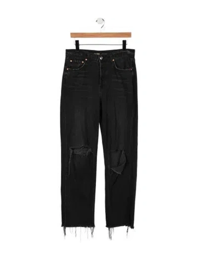 Pre-owned Grlfrnd High-rise Straight Leg Jeans In Black
